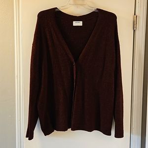 Old Navy Button Front Cardigan Sweater, XXL, Heathered Burgundy